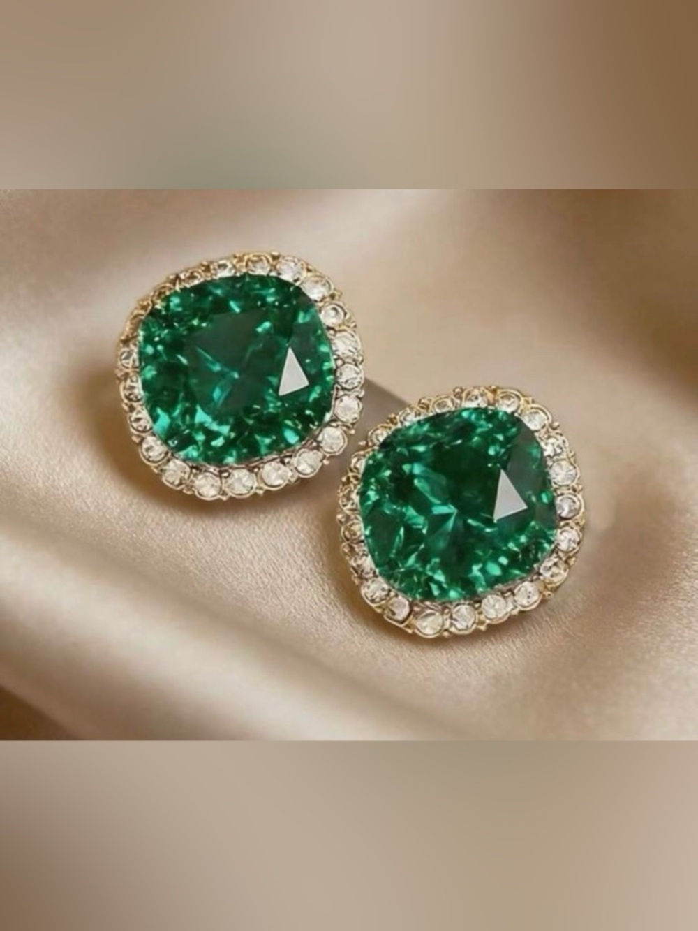 Green Halo Stud Earrings